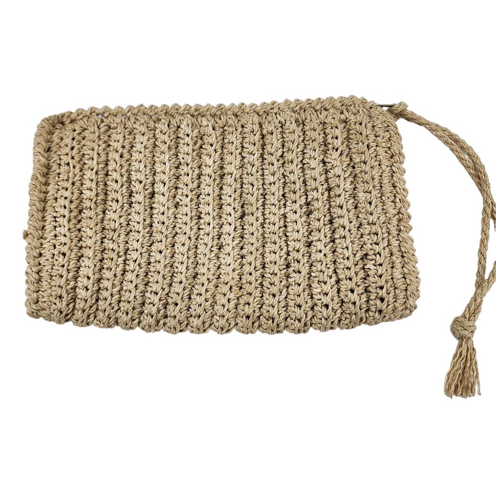 Vintage Woven Straw Clutch With Tassel Zip Closure Made In Japan By The Broadway